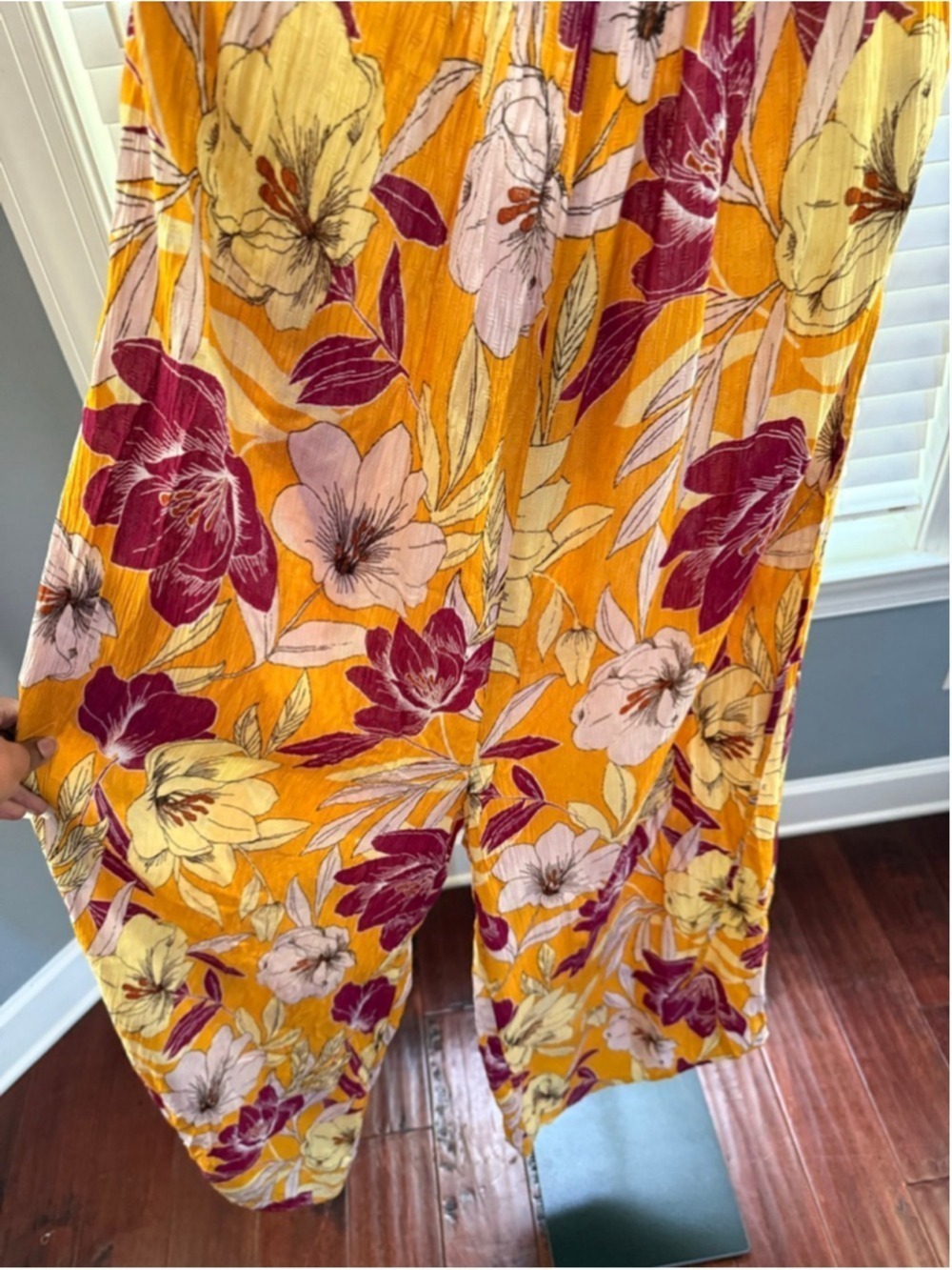 Women's B.O.G Collective Yellow Pink Floral Wide Leg Jumpsuit S - Picture 5 of 8